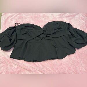 Eloquii black off shoulder cropped blouse